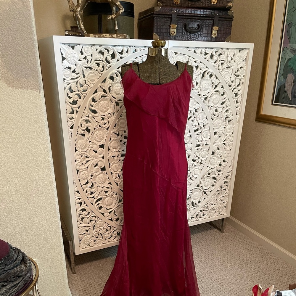 Max Studio deep burgundy silk dress